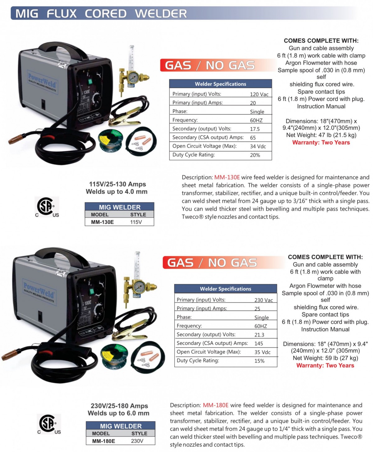 MIG Flux Cored Welder